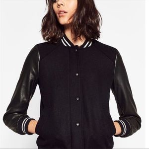 Zara Trafaluc Faux Leather Bomber Jacket Small